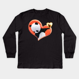 Dabbing Panda With A Heart Sweatshirt Kids Long Sleeve T-Shirt